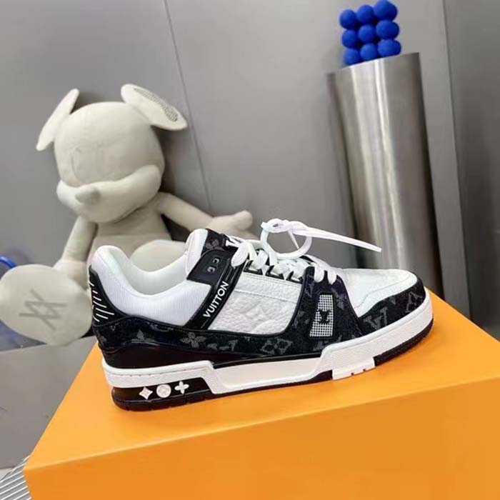 Louis Vuitton Unisex LV Trainer Sneaker Black Monogram Denim Monogram Embossed Grained Calf