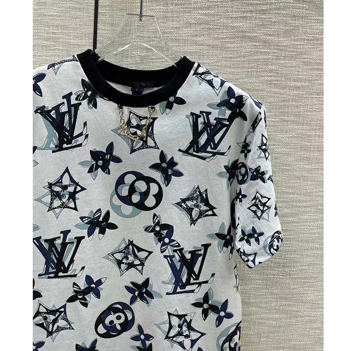 Louis Vuitton Men LV FLIGHT MODE 3D Mahina Monogram T-Shirt Cotton Navy White