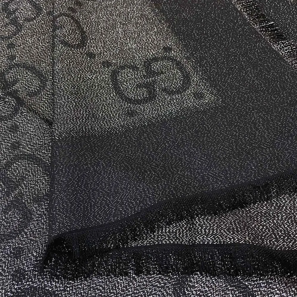 Gucci Unisex GG Jacquard Silk Wool Shawl-Black 6636713GC431000
