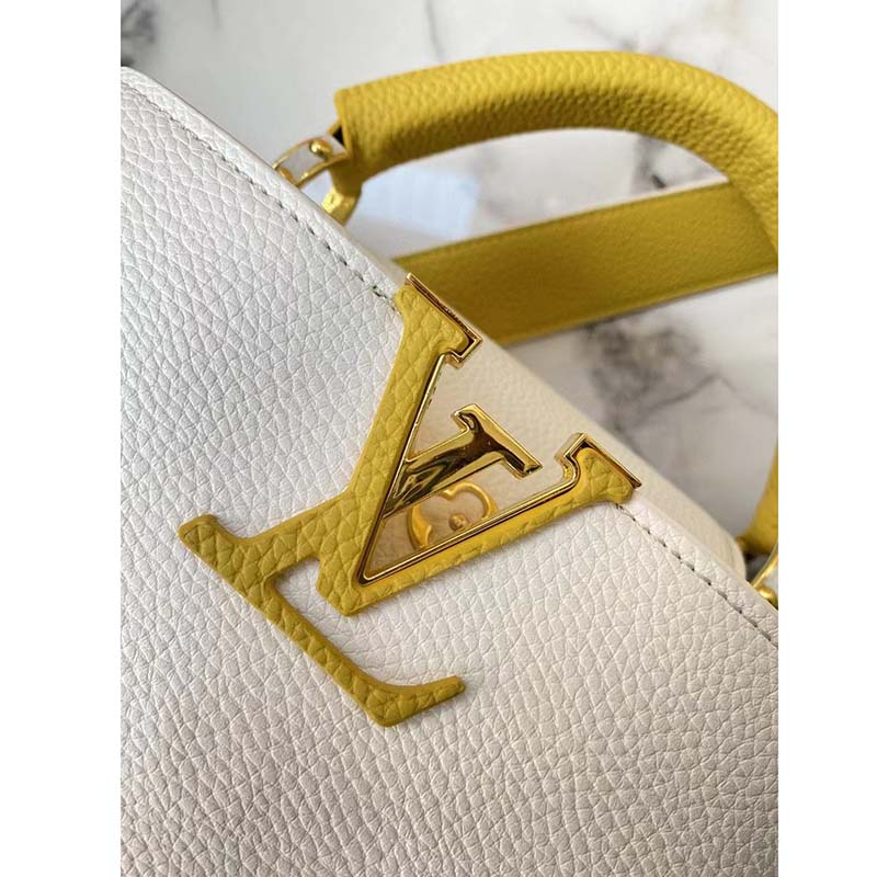 Louis Vuitton LV Women Capucines BB Handbag White Taurillon Leather