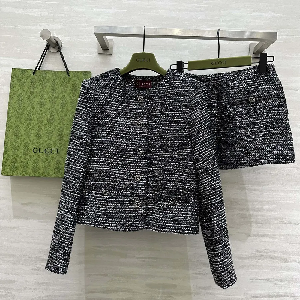 Gucci Women Striped Tweed Lame Jacket 789967ZAQ9N1138