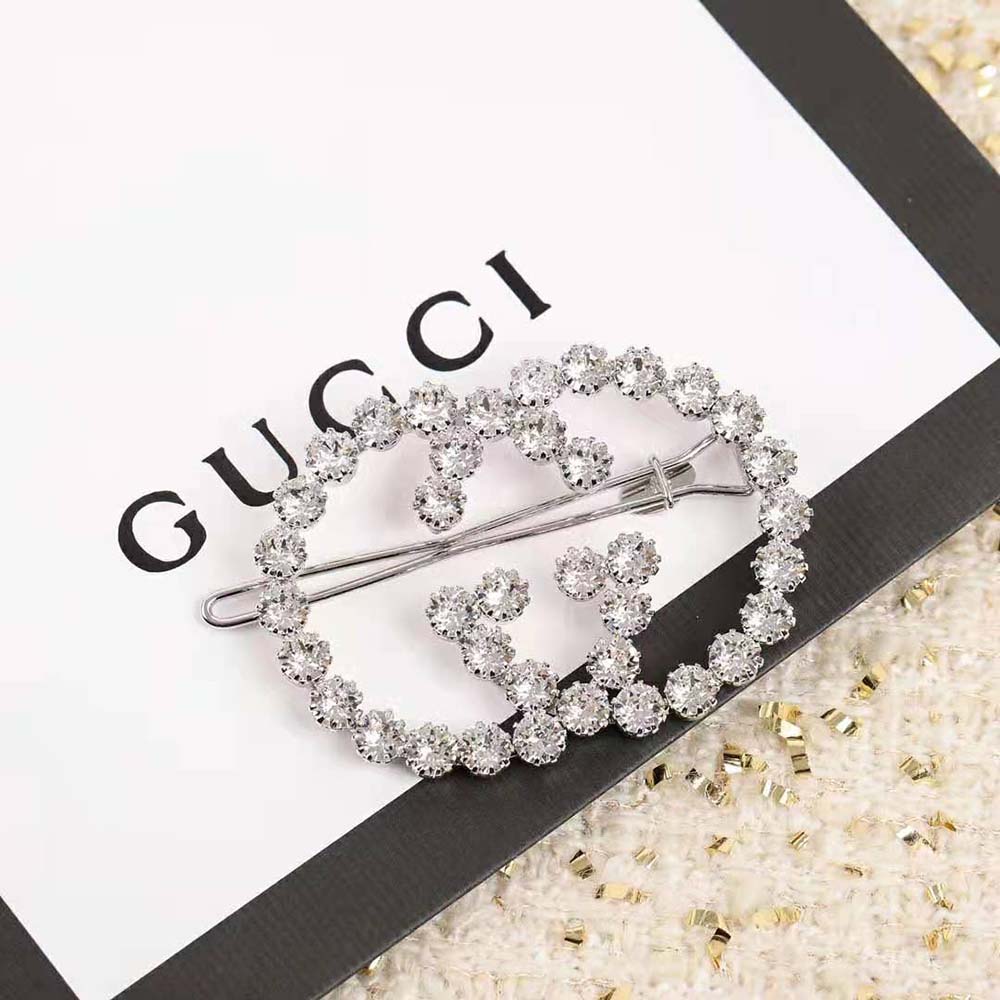 Gucci Women Crystal Interlocking G Hair Clip