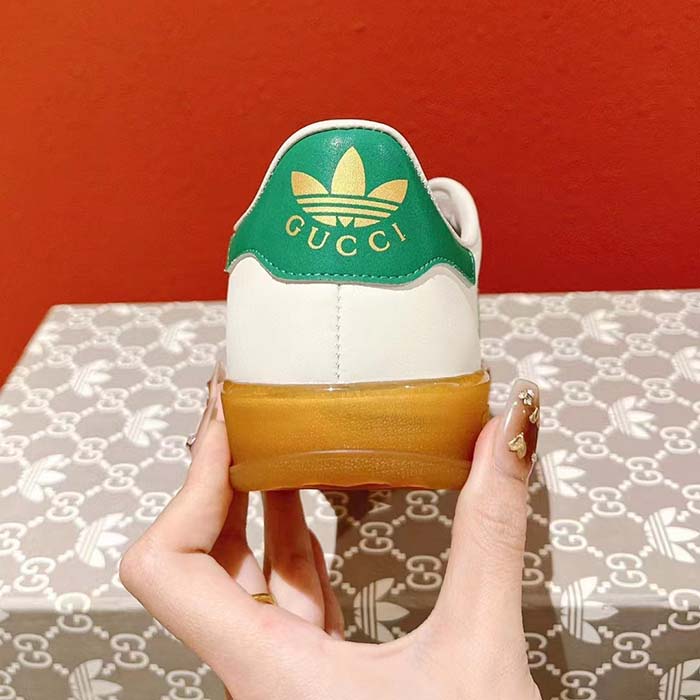 Gucci Unisex Adidas x Gucci Gazelle Sneaker White leather Oatmeal Suede Low Heel
