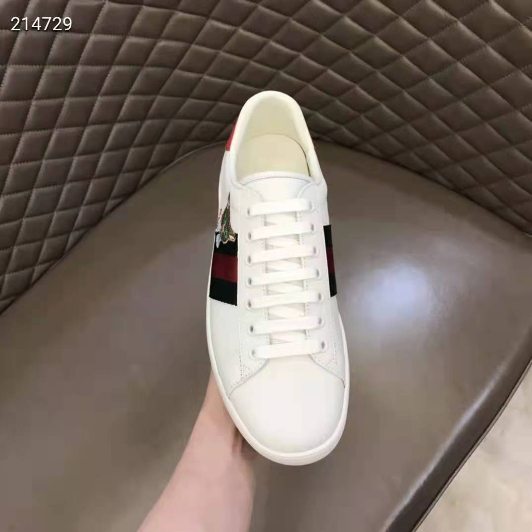 Gucci GG Unisex Ace Sneaker Cat Green Red Web Gucci Cat Embroidery