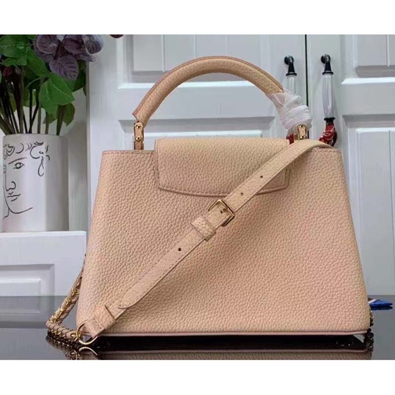 Louis Vuitton LV Women Capucines BB Handbag Yellow Taurillon Leather Shimmery