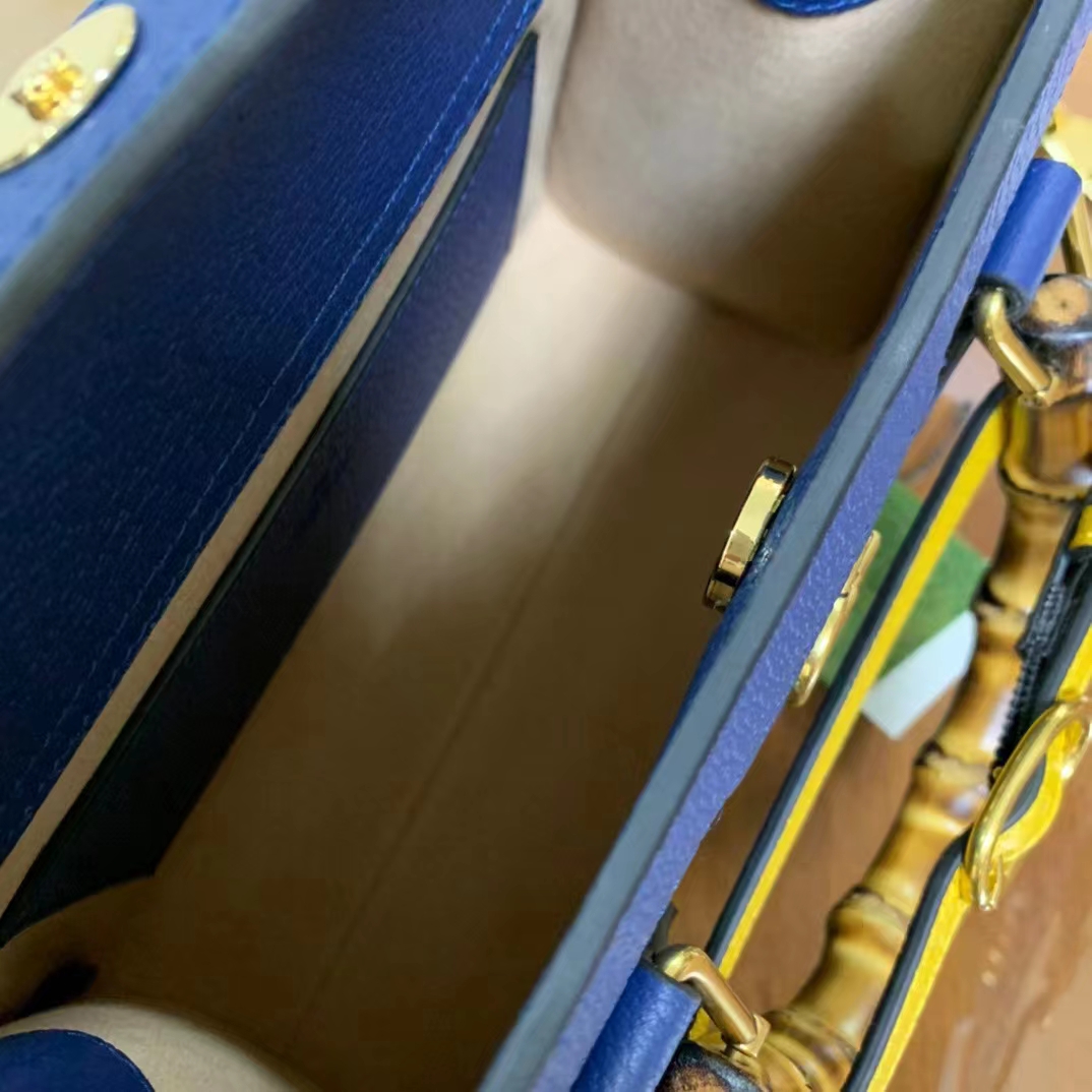 Gucci GG Women Diana Small Tote Bag Double G Royal Blue Leather