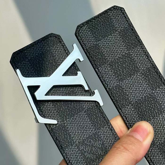 Louis Vuitton Unisex LV Initiales 40mm Reversible Belt Damier Graphite Canvas