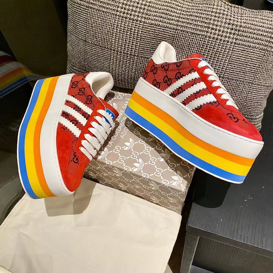 Gucci Women Adidas x Gucci GG Gazelle Sneaker Red Velvet Details Demetra
