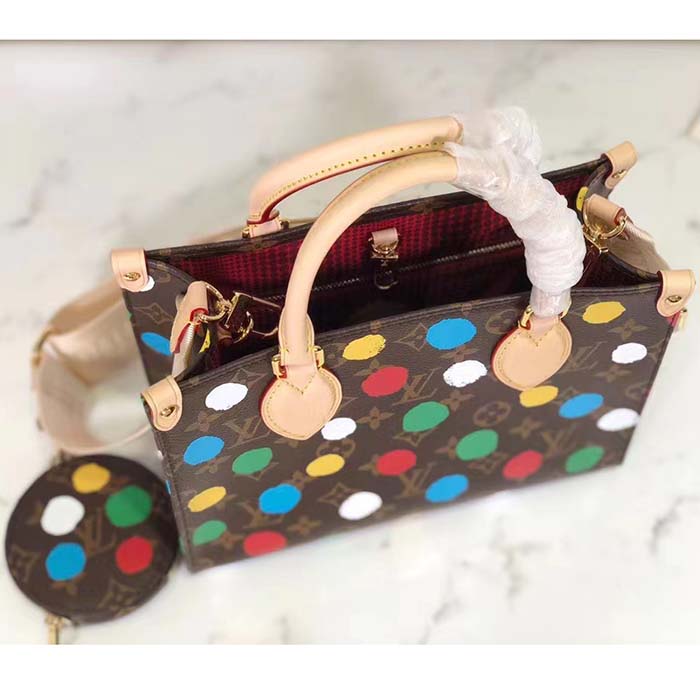 Louis Vuitton LV Women LV x YK OnTheGo PM​ Monogram Coated Canvas 3D Painted Dots Print