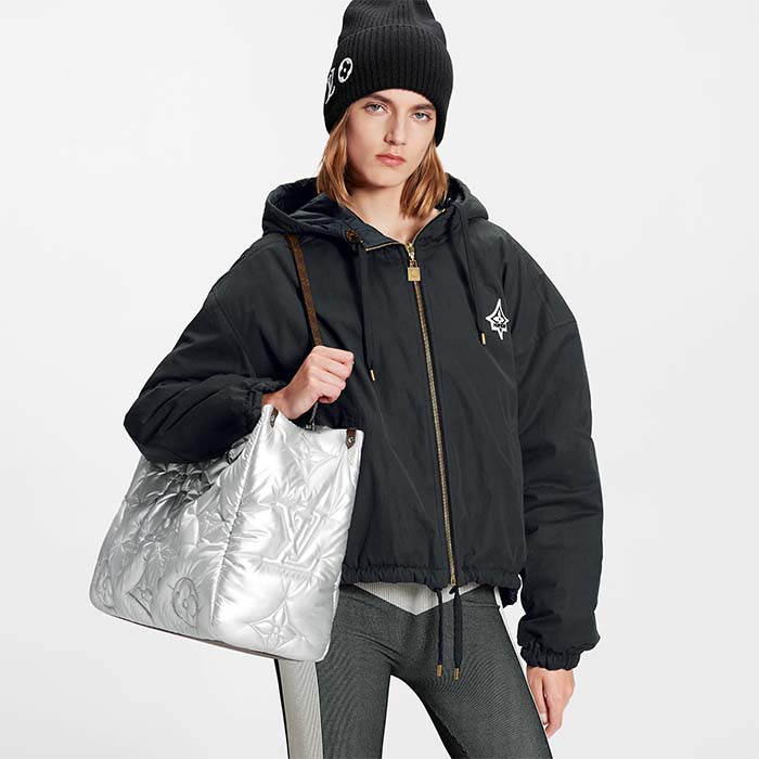 Louis Vuitton LV Unisex OnTheGo GM Tote Silver Recycled Metallic Nylon Econyl