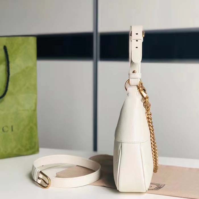 Gucci Women GG Aphrodite Small Shoulder Bag White Soft Leather Double G