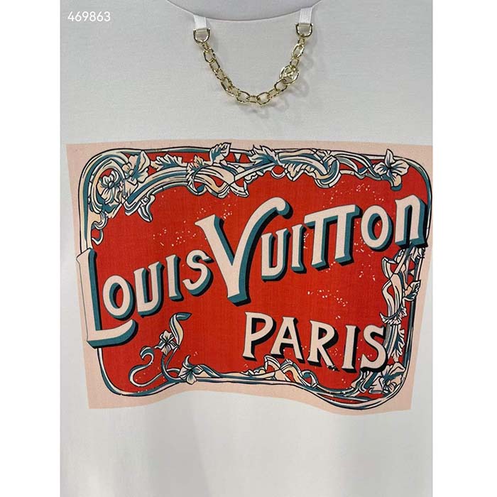 Louis Vuitton Women Flight Mode LV Travel Stamp T-Shirt Cotton White 1AFN04