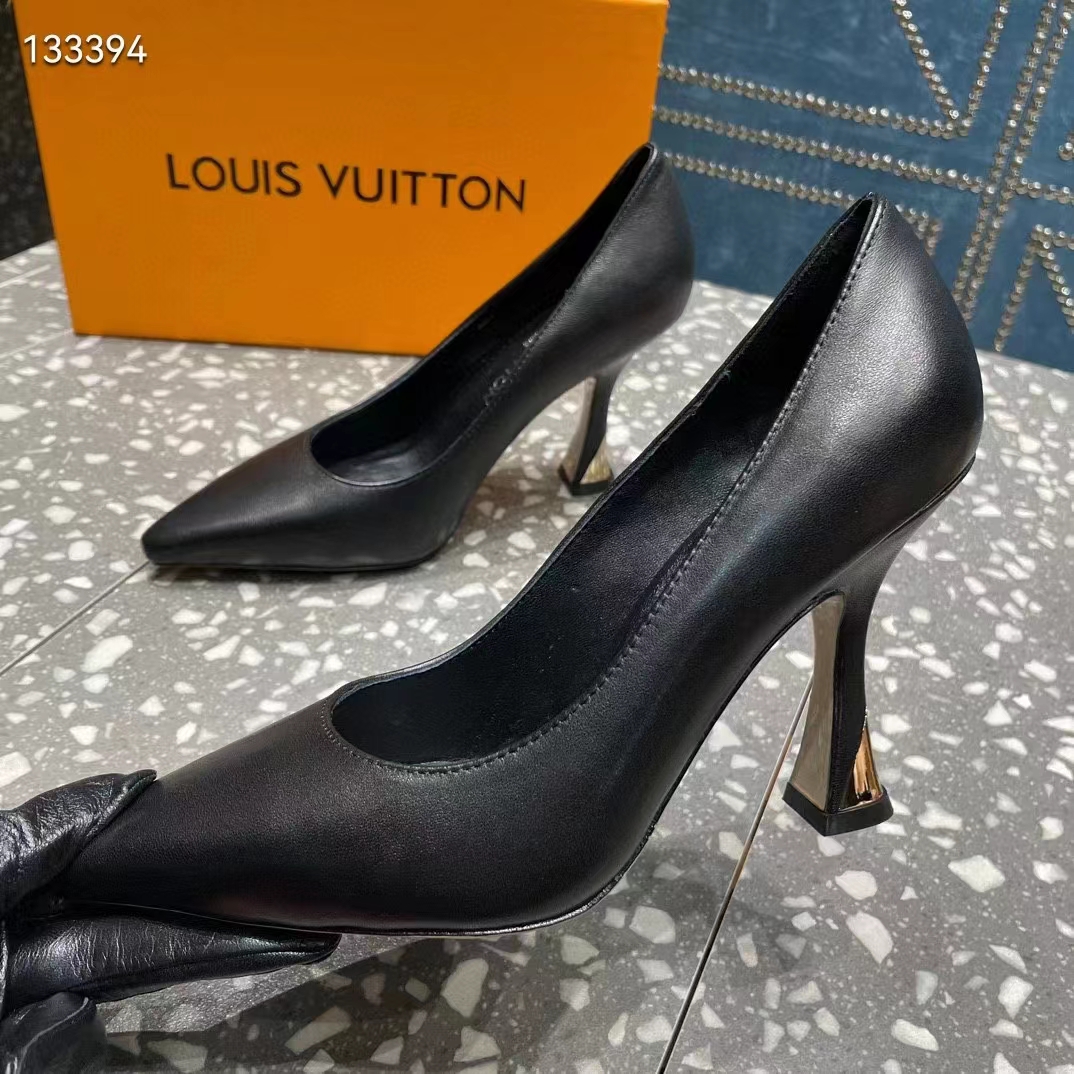 Louis Vuitton LV Women Sparkle Pump Black Lamb Leather Outsole 9.5 Cm Heel