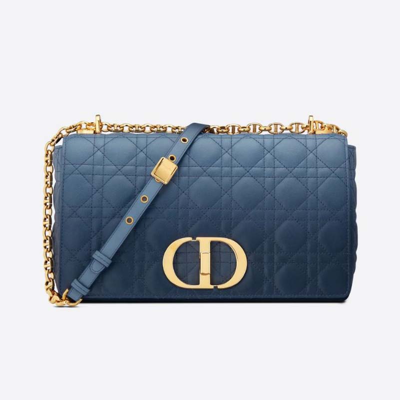 Dior Women Large Dior Caro Bag Lndigo Blue Gradient Cannage Lambskin