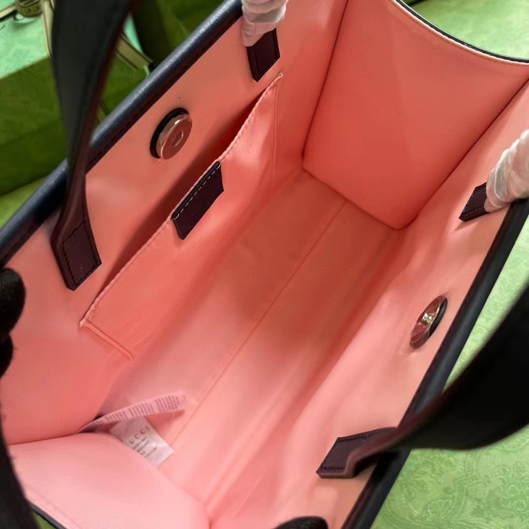 Gucci Unisex Printed Tote Bag Light Pink Double G Stars Supreme Canvas Nylon Lining