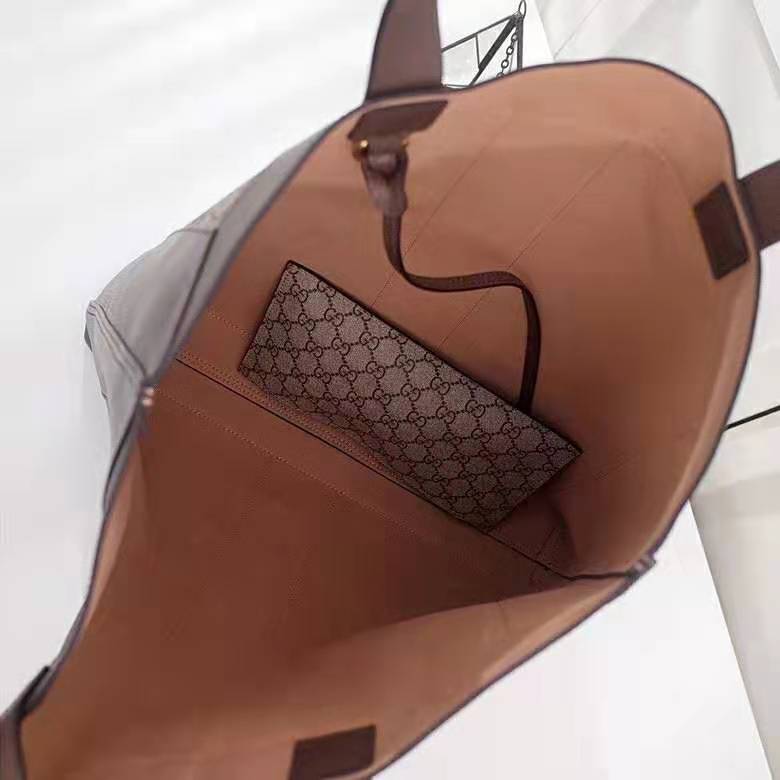 Gucci GG Unisex Ophidia Soft GG Supreme Large Tote in Beige/Ebony GG Supreme Canvas