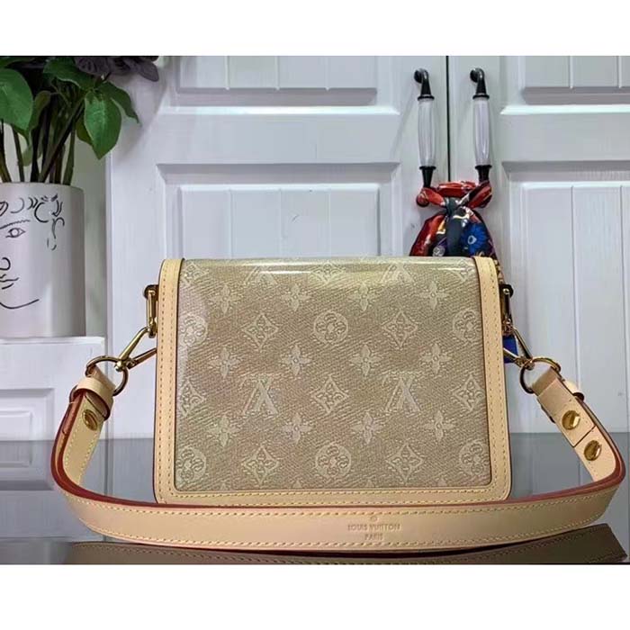 Louis Vuitton LV Women Mini Dauphine Handbag Beige Monoglam Coated Canvas