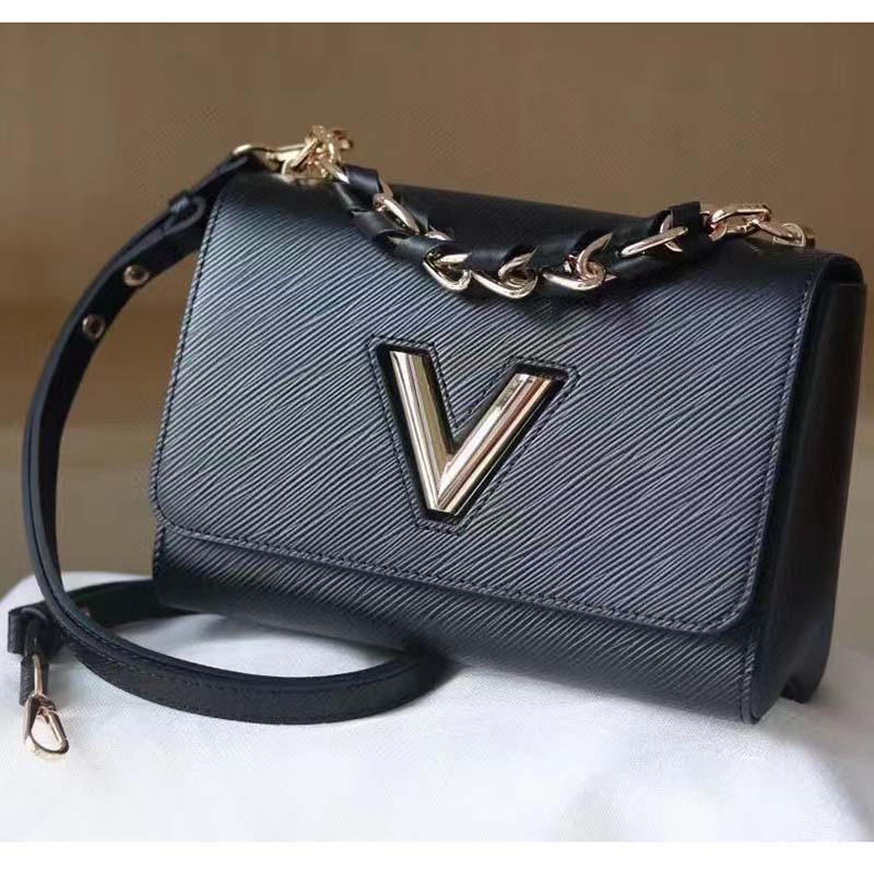 Louis Vuitton LV Women Twist MM Handbag Black Epi Grained Cowhide Leather