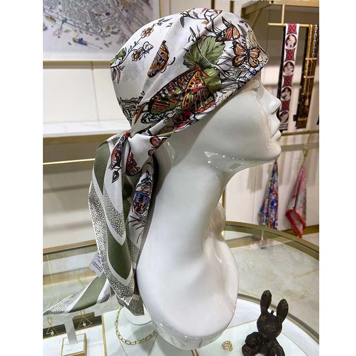 Dior Women CD Toile De Jouy Mexico 90 Square Scarf Green Silk Twill