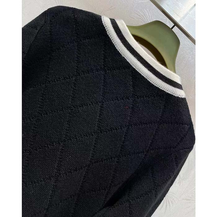 Gucci Women GG Extra Fine Wool Piquet Coat Collarless Long Sleeves Two Front Pockets