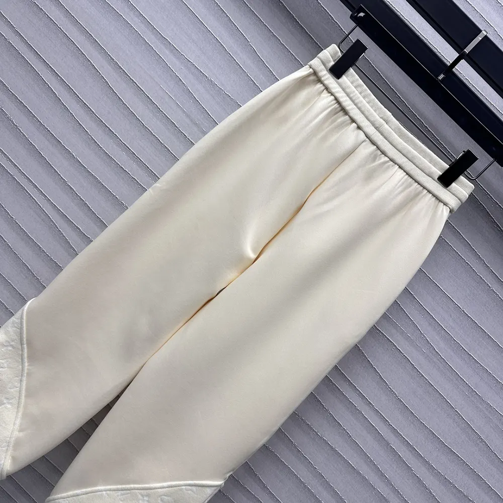 Louis Vuitton Women Monogram Accent Knit Jogging Pants-Milky White 1AGCJE