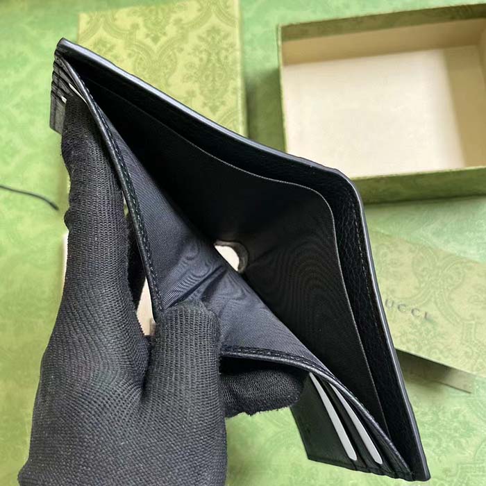 Gucci Unisex Jumbo GG Wallet Black Leather Moiré Lining