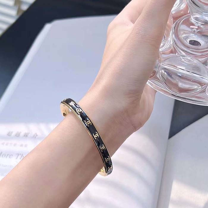Chanel Women CC Cuff Metal Gold Black Ref. ABC986 B16125 NW383