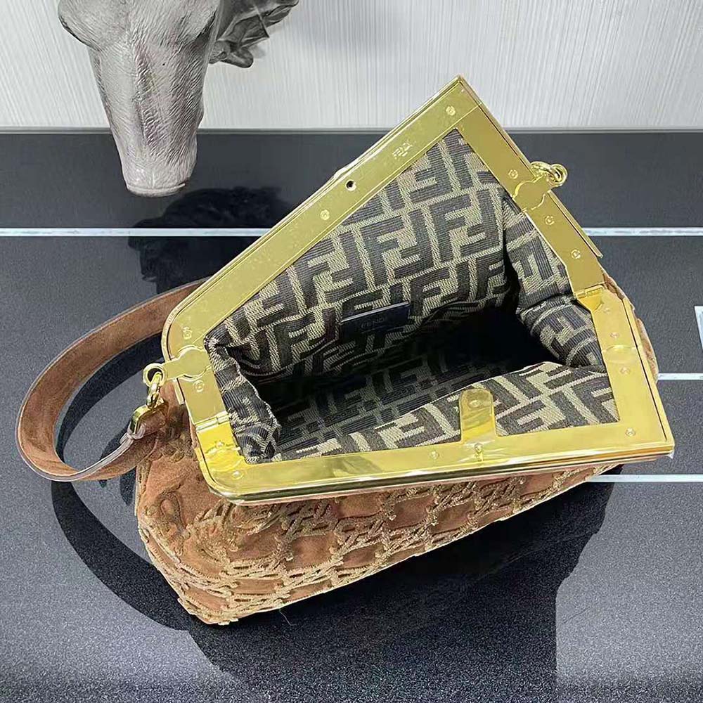 Fendi Women First Medium Brown Suede Bag