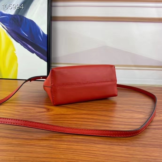 Fendi Women FF By The Way Mini Red Leather Small Boston Bag