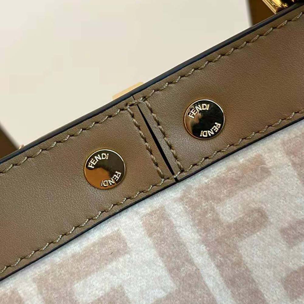 Fendi Women Medium Peekaboo X-Tote Beige FF Wool Bag