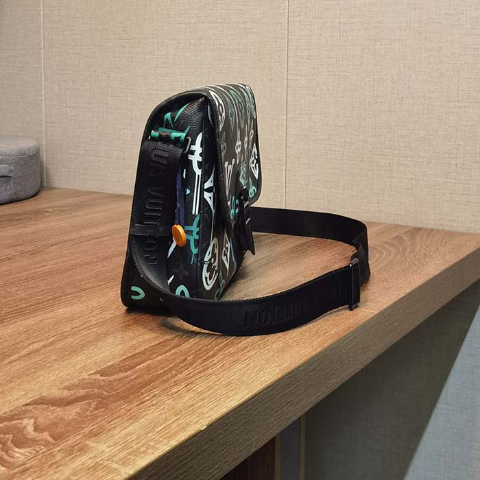 Louis Vuitton LV Women Archy Messenger MM Bag Graffiti Green Monogram Coated Canvas