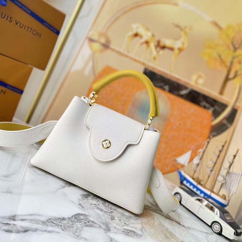 Louis Vuitton LV Women Capucines BB Handbag White Taurillon Leather