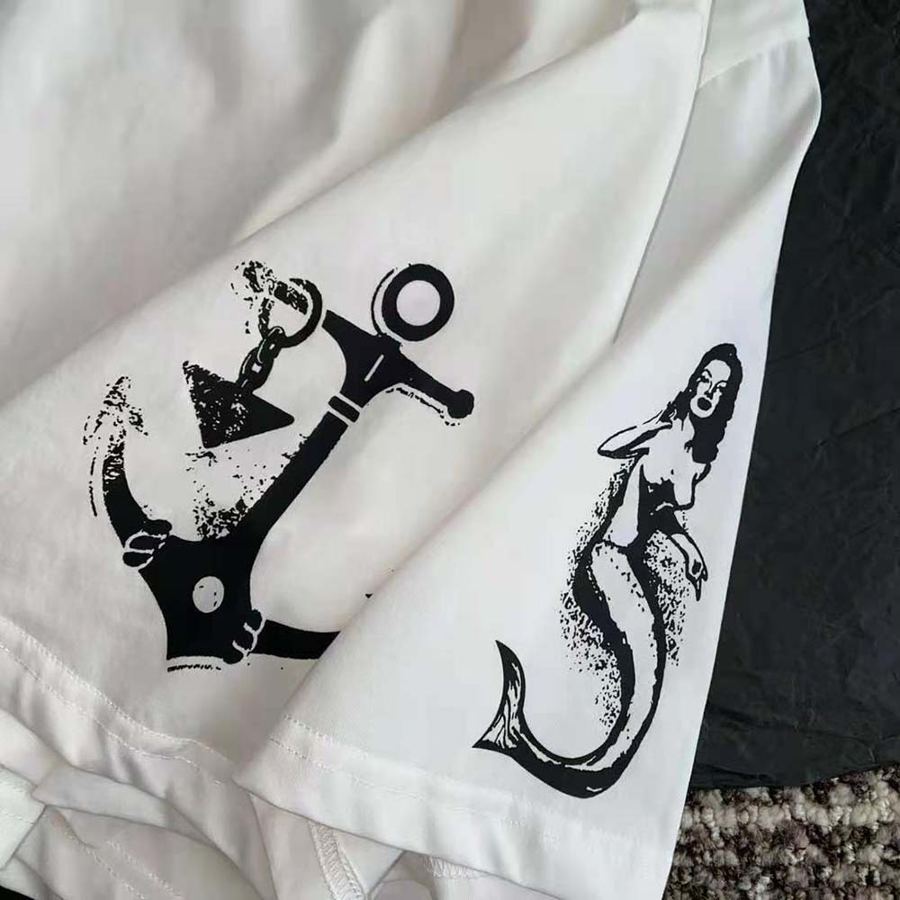 Prada Women Cropped Printed Jersey T-Shirt-White