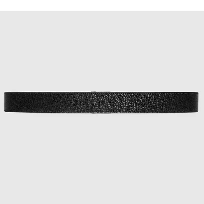 Gucci GG Unisex Belt Squared Interlocking G Buckle Black GG Supreme Canvas Black Leather 30 MM Width