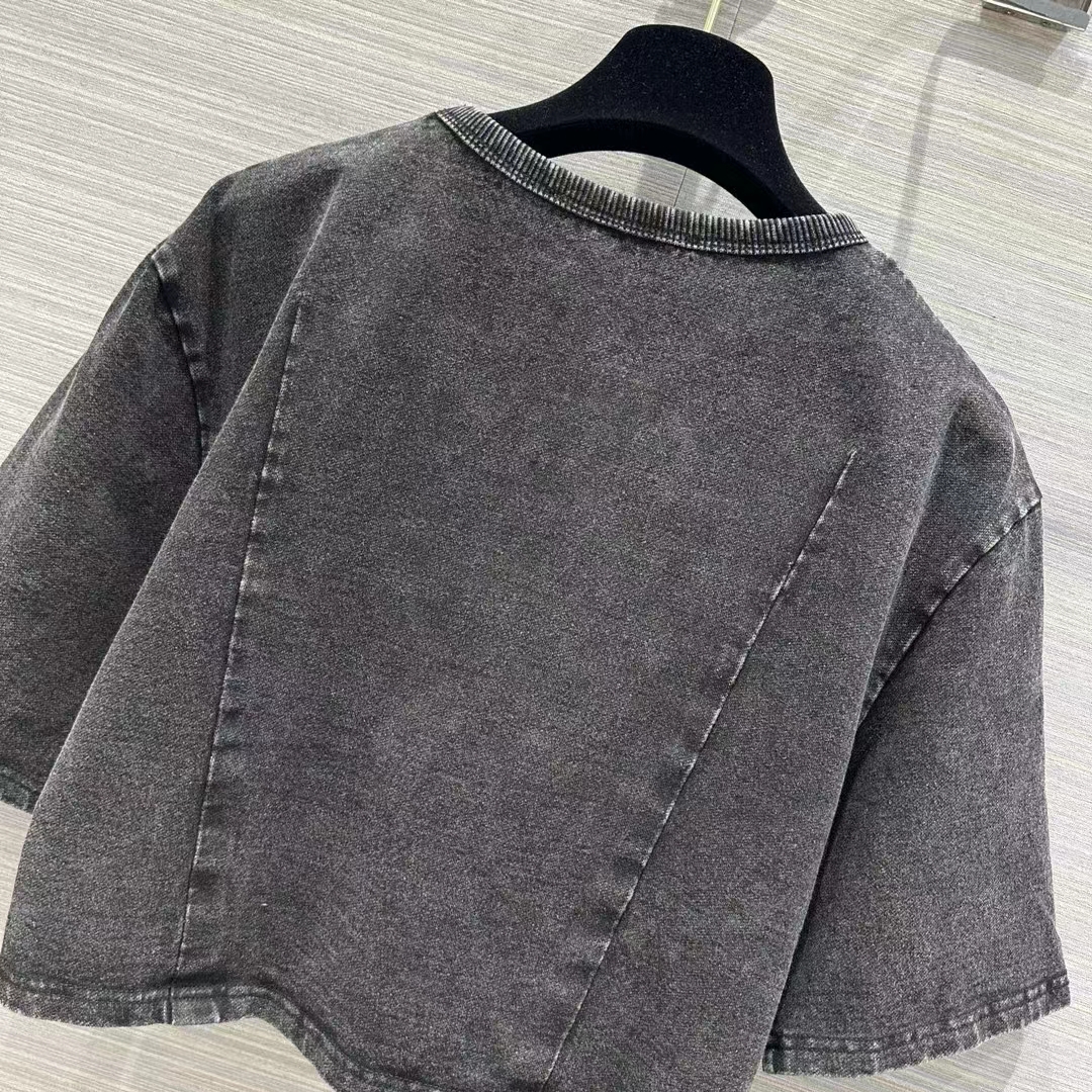 Louis Vuitton Women LV Snap Button T-Shirt Cotton Metal Grey Regular Fit