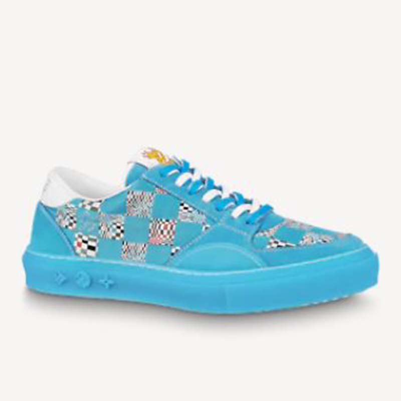 Louis Vuitton LV Unisex LV Ollie Sneaker Blue Textile and Suede Calf Leather