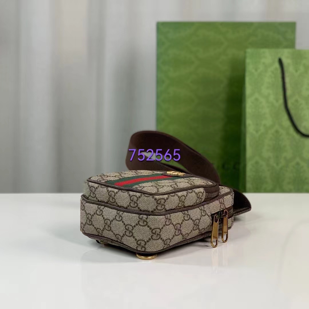 Gucci Unisex Ophidia GG Mini Bag Beige Ebony GG Supreme Canvas Double G