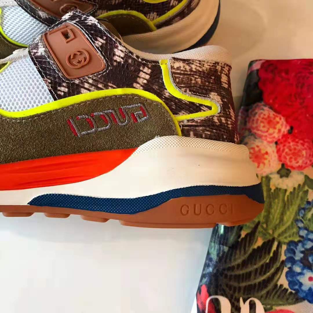 Gucci Men’s Ultrapace Sneaker in Leathers and Fabrics 3 cm Heel-Green