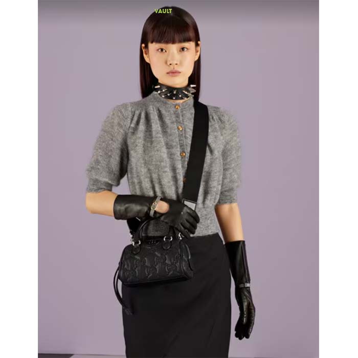 Gucci Unisex GG Matelassé Mini Bag Black GG Matelassé Nylon Leather Double G