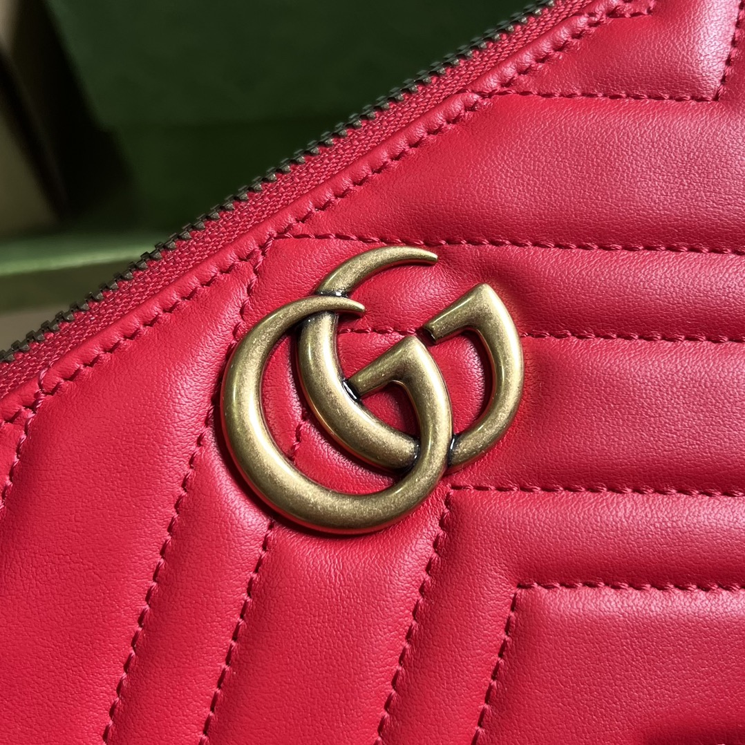 Gucci Women GG Marmont Small Shoulder Bag Red Matelassé Chevron Leather