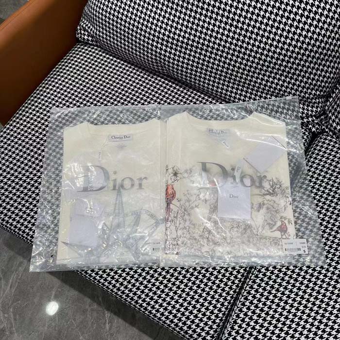 Dior Men CD T-Shirt Ecru Cotton Jersey Linen Dior Sevilla Star Motif