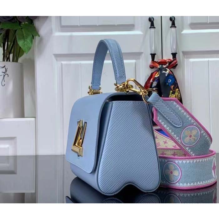 Louis Vuitton LV Women Twist PM Bag Bleu Nuage Blue Epi Grained Leather
