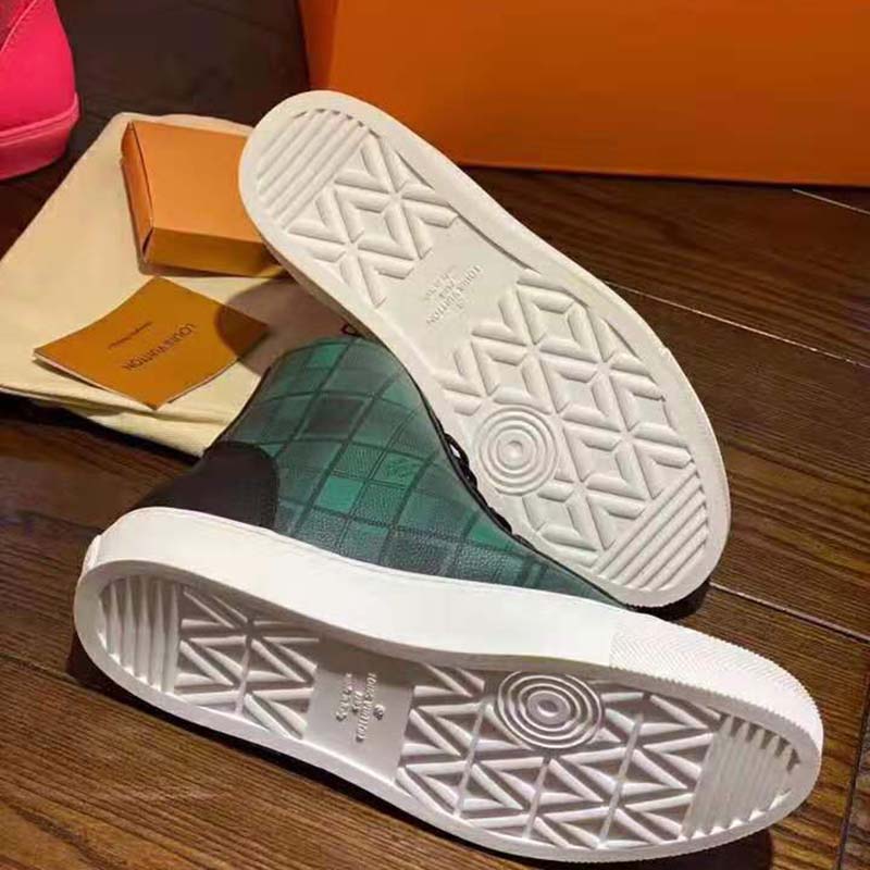 Louis Vuitton LV Unisex Tattoo Sneaker Boot in Damier Tartan Canvas-Green