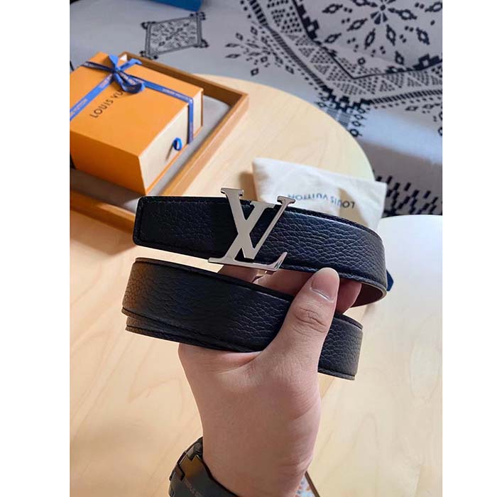 Louis Vuitton Unisex LV Heritage 35 MM Reversible Belt Black Bordeaux Leather