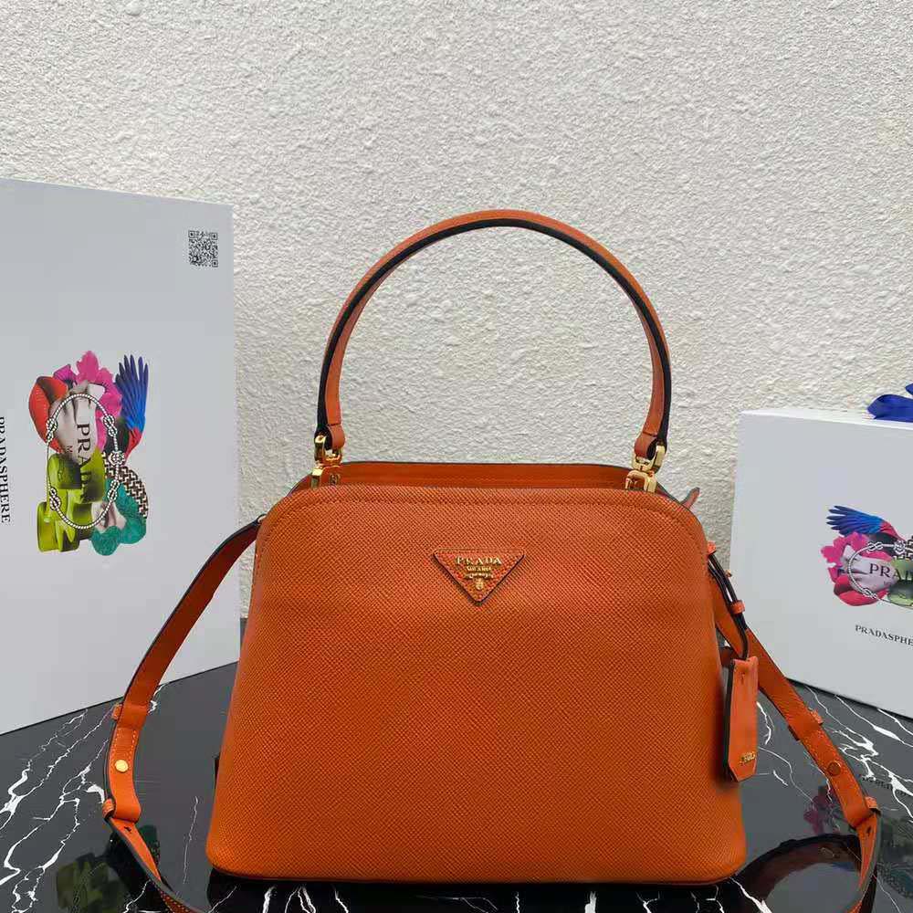 Prada Women Medium Saffiano Leather Prada Matinee Bag-Orange