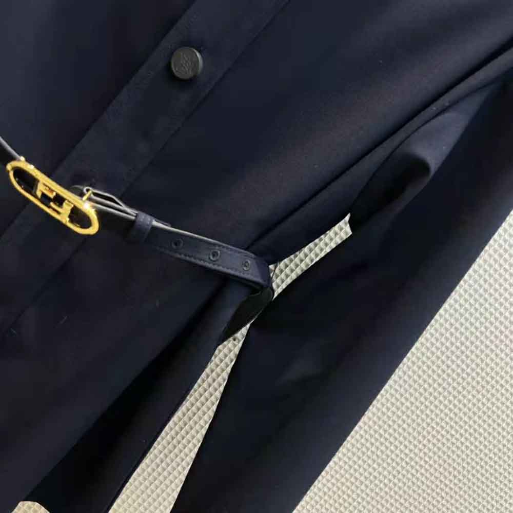 Fendi Women Single-Breasted Blue Wool Go-To Jacket