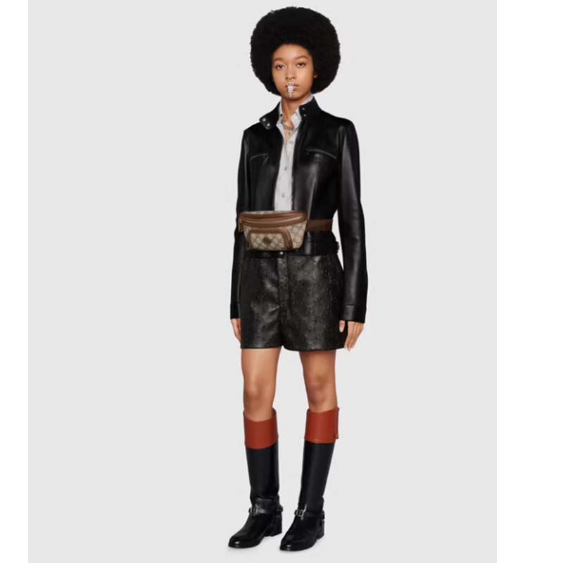 Gucci Unisex Belt bag Interlocking G Beige Ebony GG Supreme Canvas