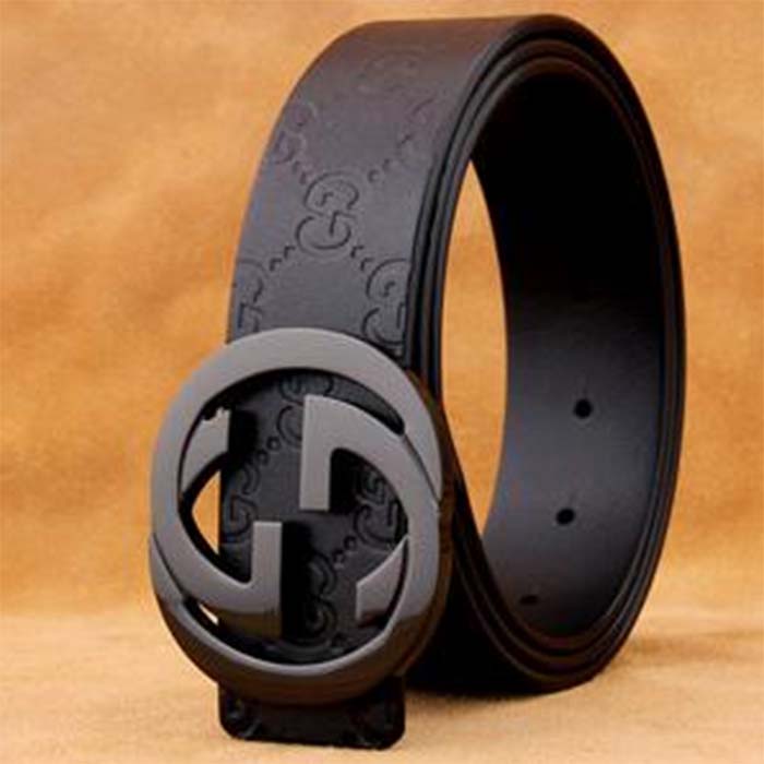 Gucci Unisex GG Marmont Belt Black Leather Double G Black Buckle