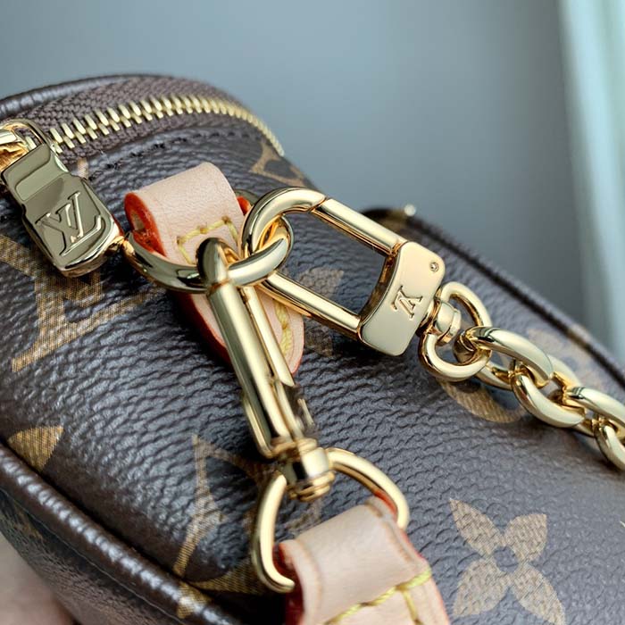 Louis Vuitton LV Unisex Mini Bumbag Brown Natural Cowhide Leather Monogram Coated Canvas