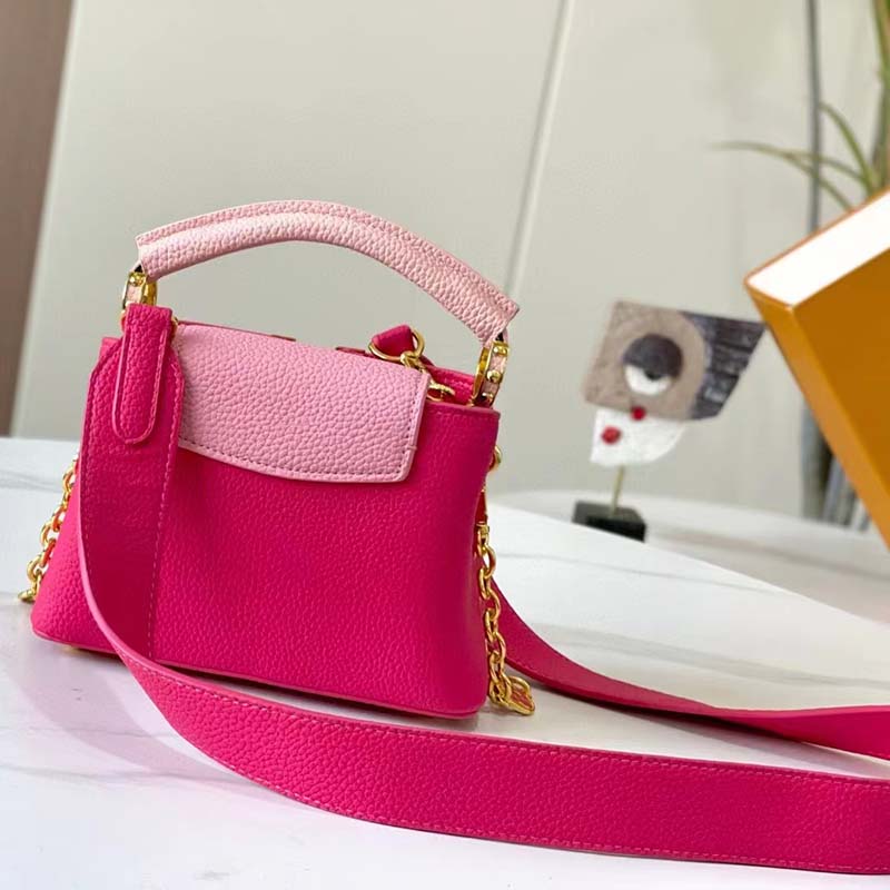 Louis Vuitton LV Women Capucines Mini Handbag Rose Pink Taurillon Leather